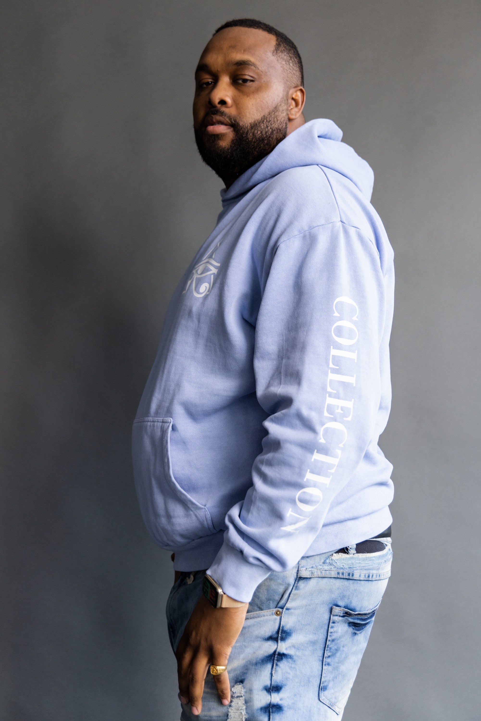 Baby blue hoodie for men hot sale